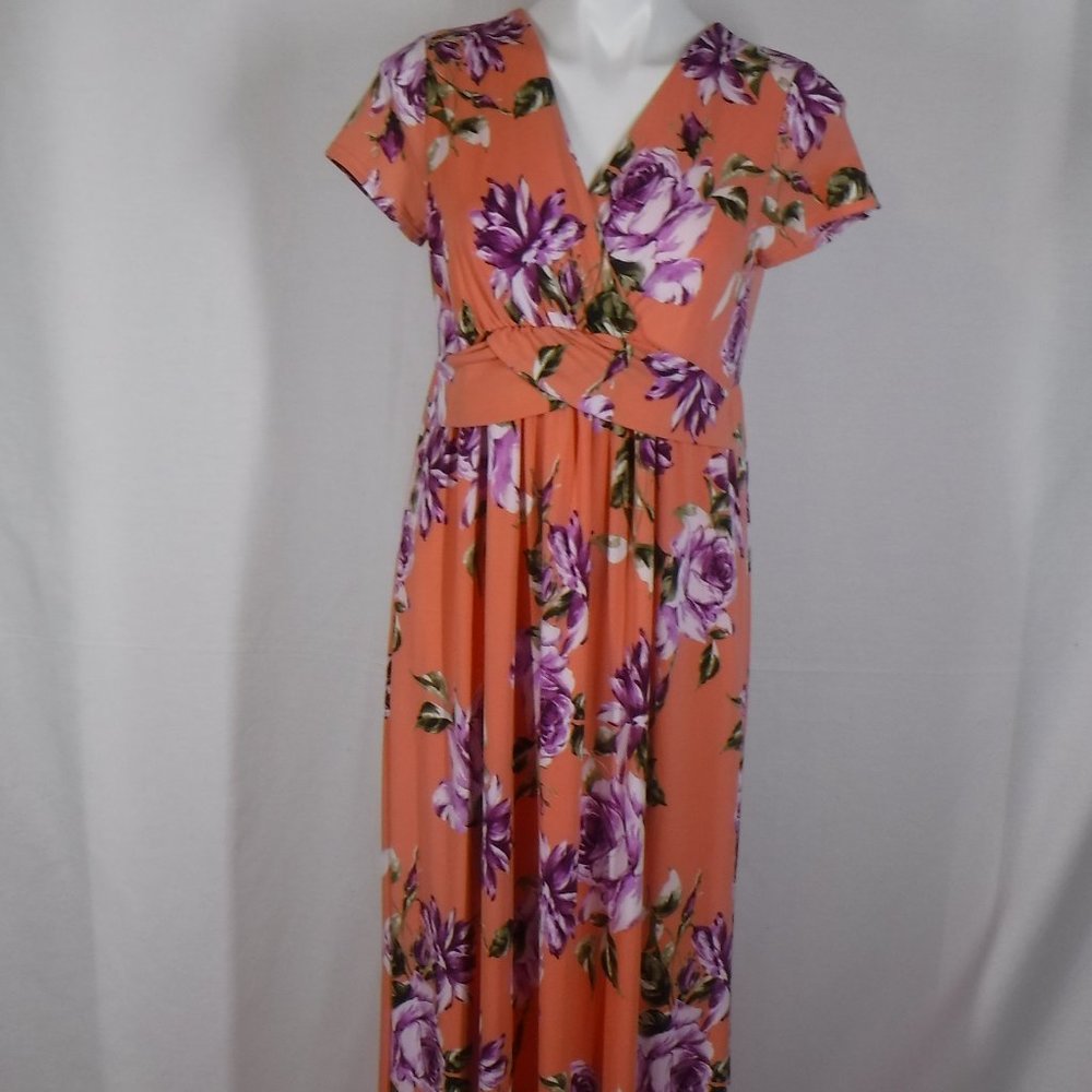 Peach Floral Maxi Dress by Pink Blush